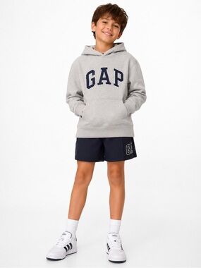 GAP Kids Logo Pullover Hoodie Heather Gray Size S (6-7) Cotton Blend